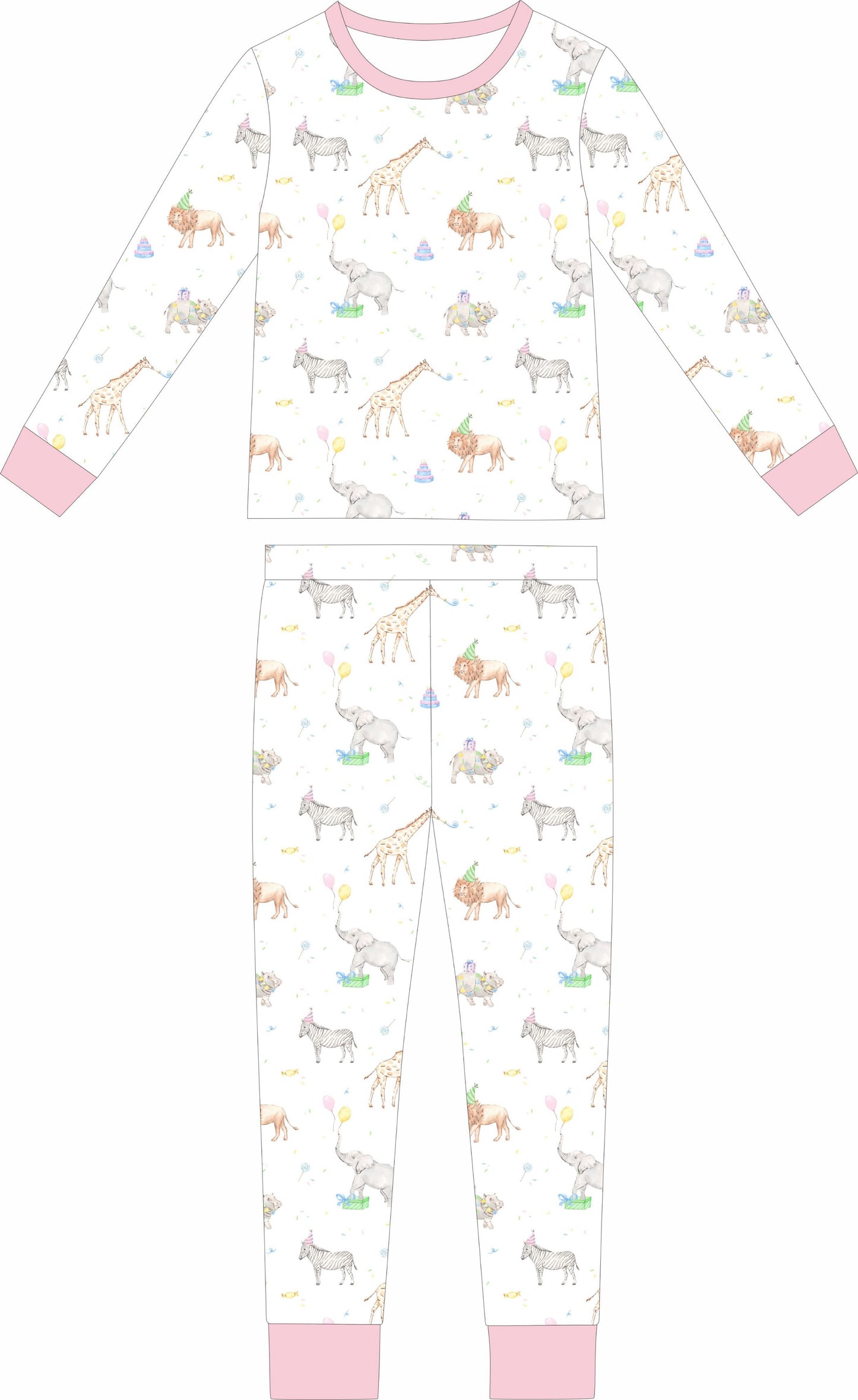 Party Animals ( Pink) Long sleeve and long pants
