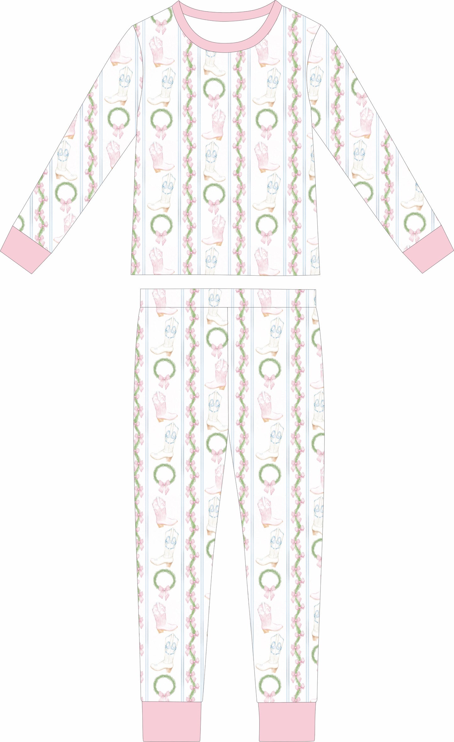 Country Christmas Pink Long Sleeve and Long Pants
