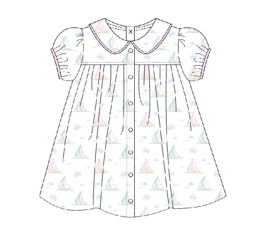 Pastel Voyages Collared Dress