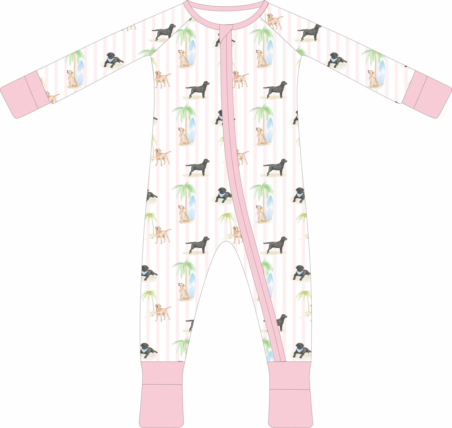 Seaside Labrador Pink Zip Pajama