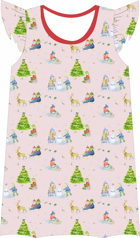 Holiday Hope Ruffle Nightgown in Pink