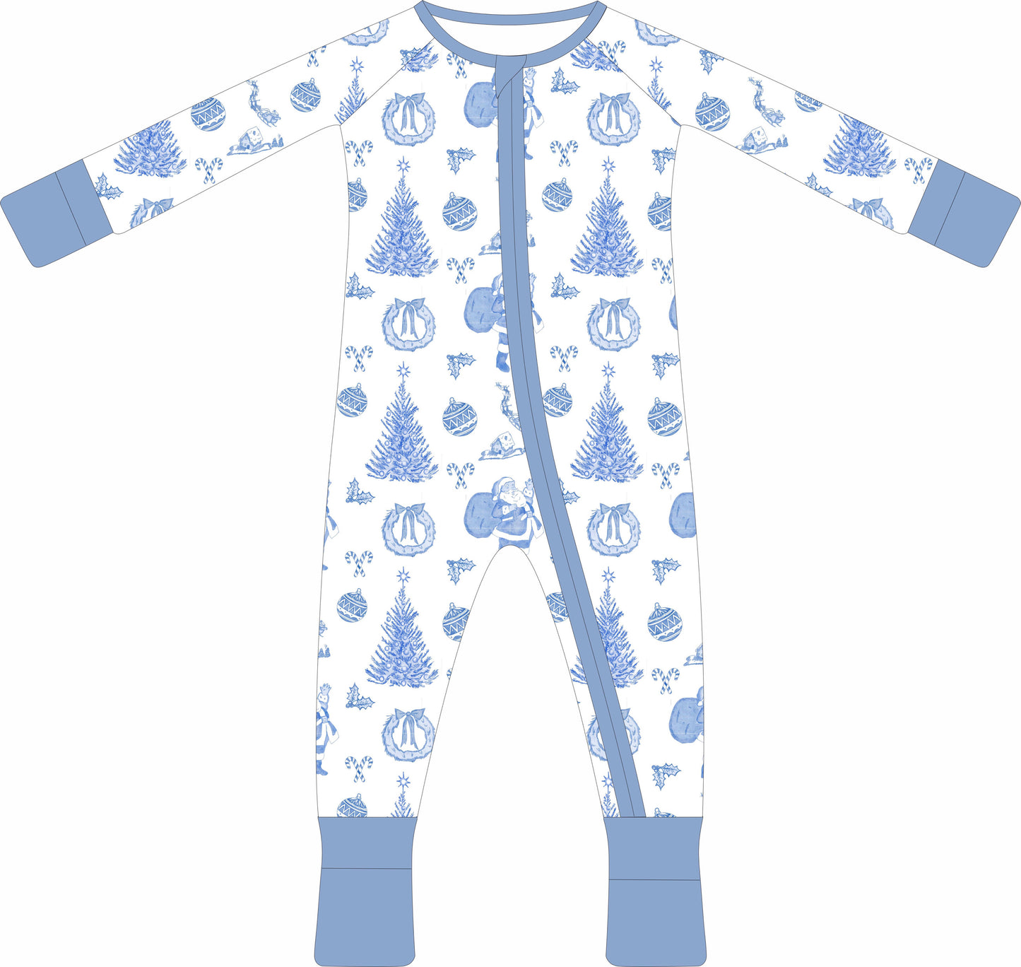 Christmas Toile Zip Pajama