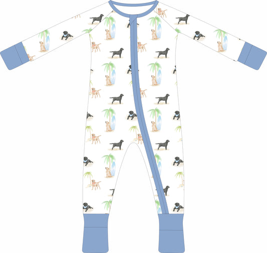 Seaside Labrador Blue Zip Pajama