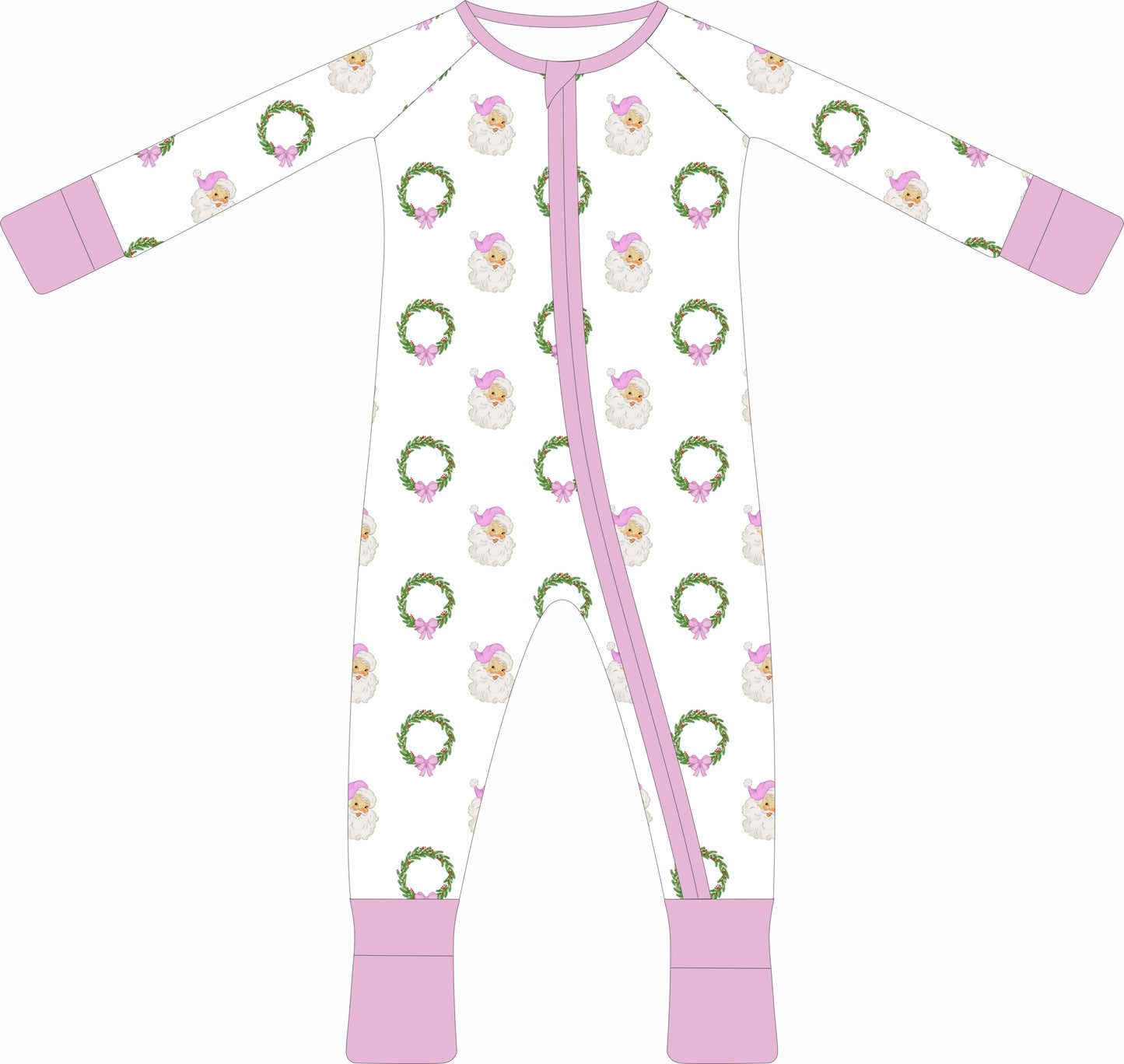 Santa in Pink Christmas Zip Pajama