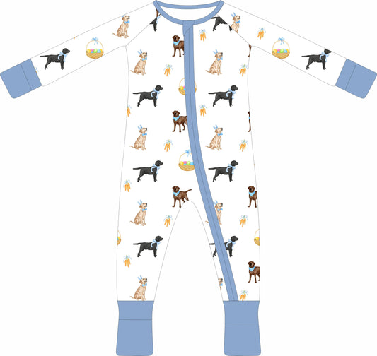 Easter Labs Zip Pajama (blue)