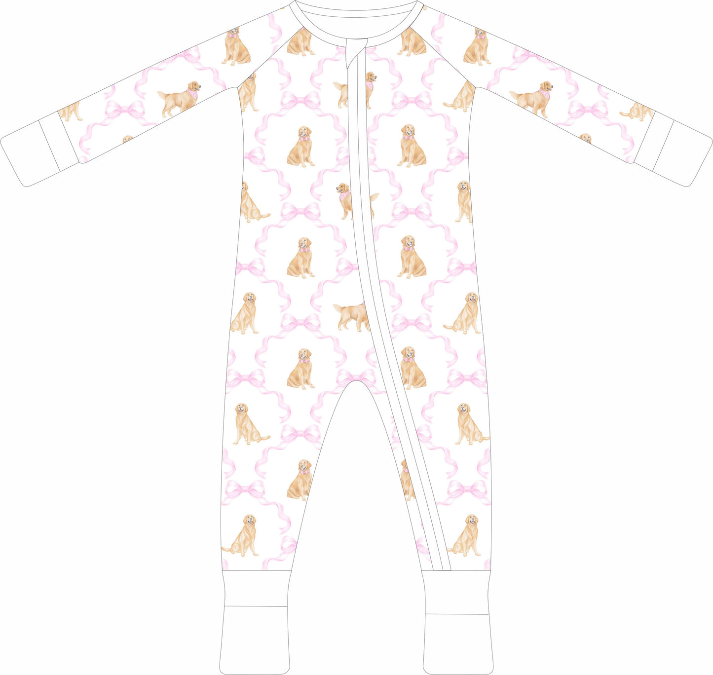 Golden Bows Zip Pajama