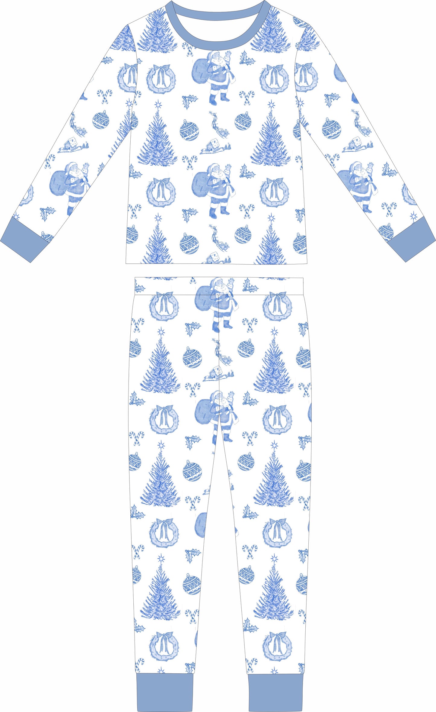 Adult Christmas Toile Long Sleeve and Pants