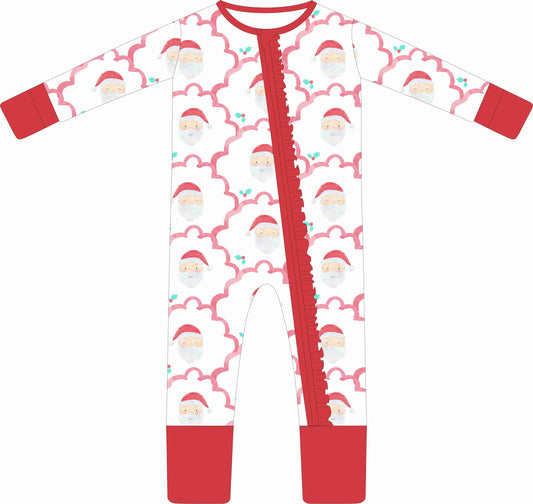 Scalloped Santa Ruffle Zip Pjs