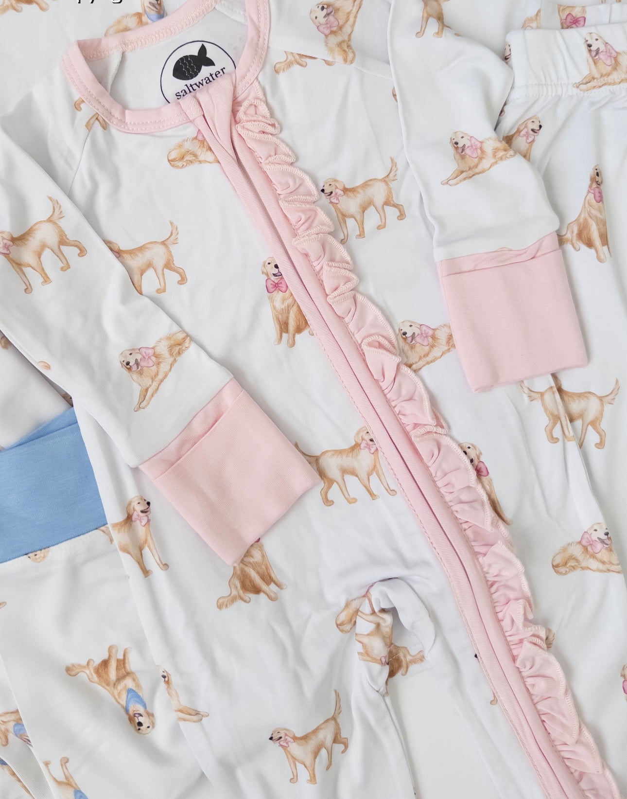 Golden Dreams Pink Ruffle Zip pajamas