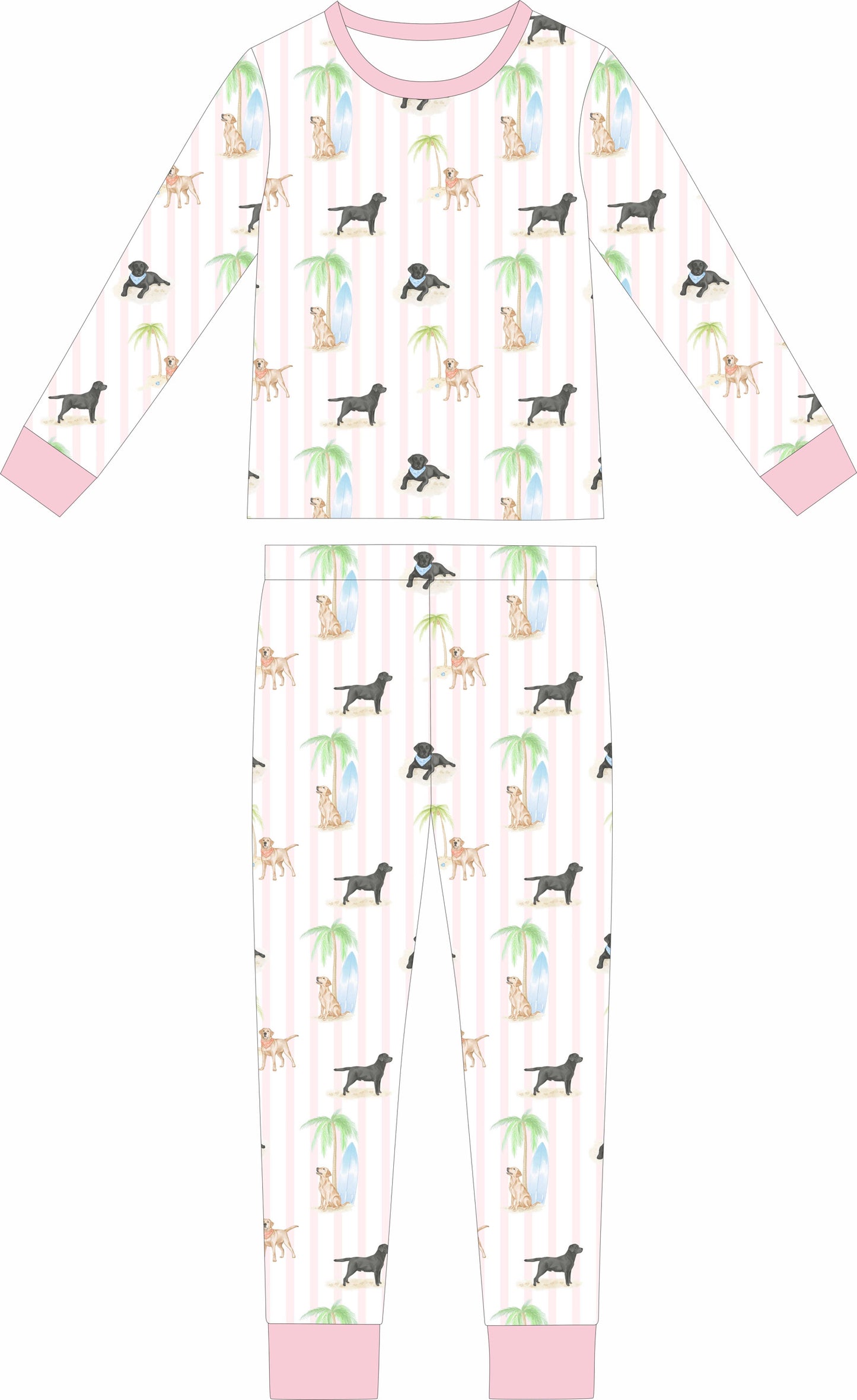 Seaside Labradors Pink Long sleeve and long pants