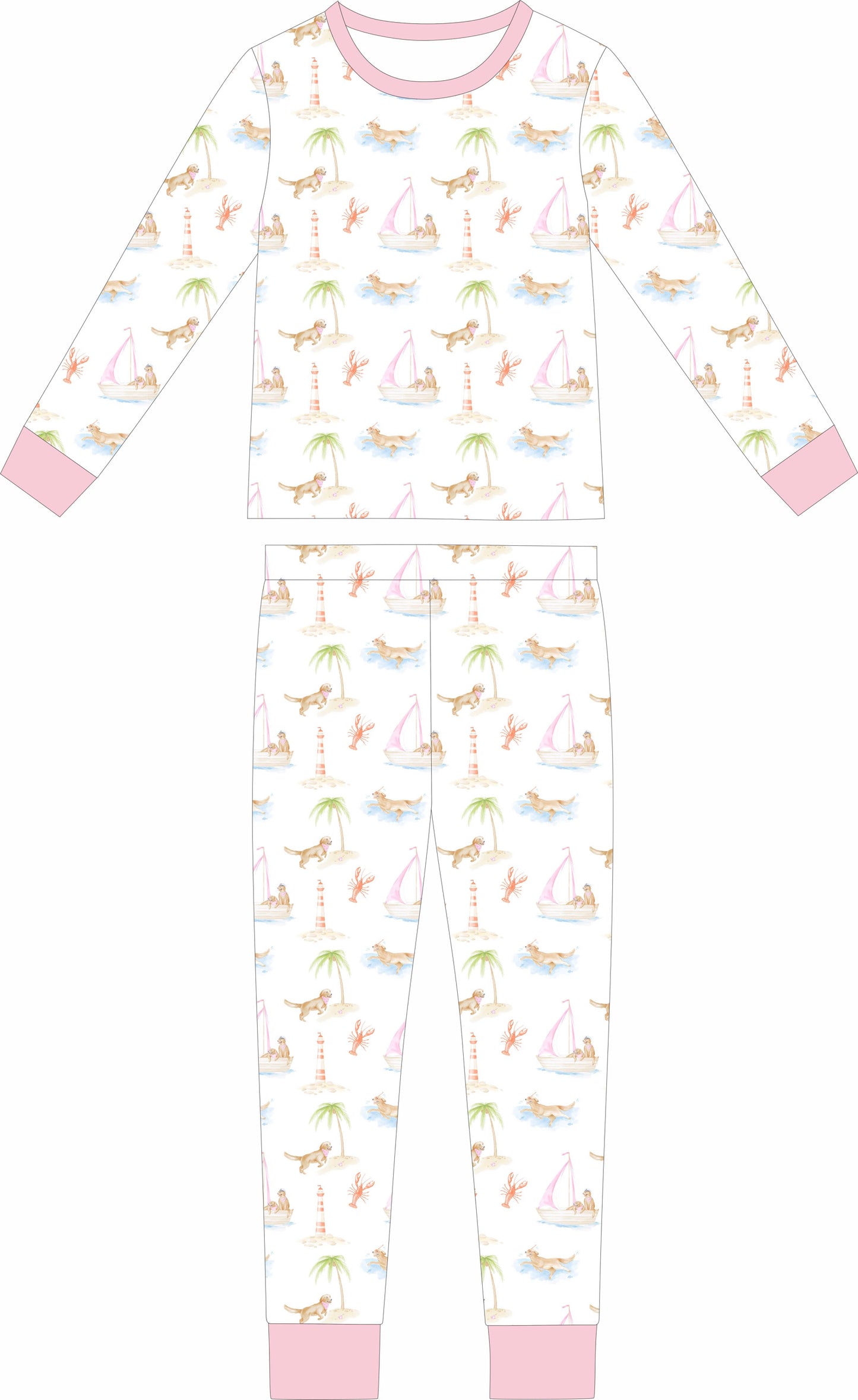 Goldens Go Coastal Pink Long Sleeve and Long pants