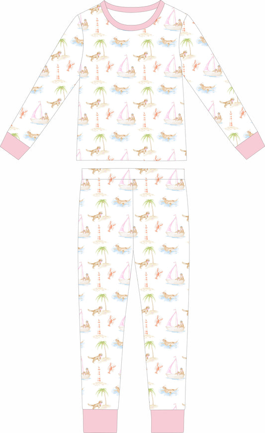 Goldens Go Coastal Pink Long Sleeve and Long pants