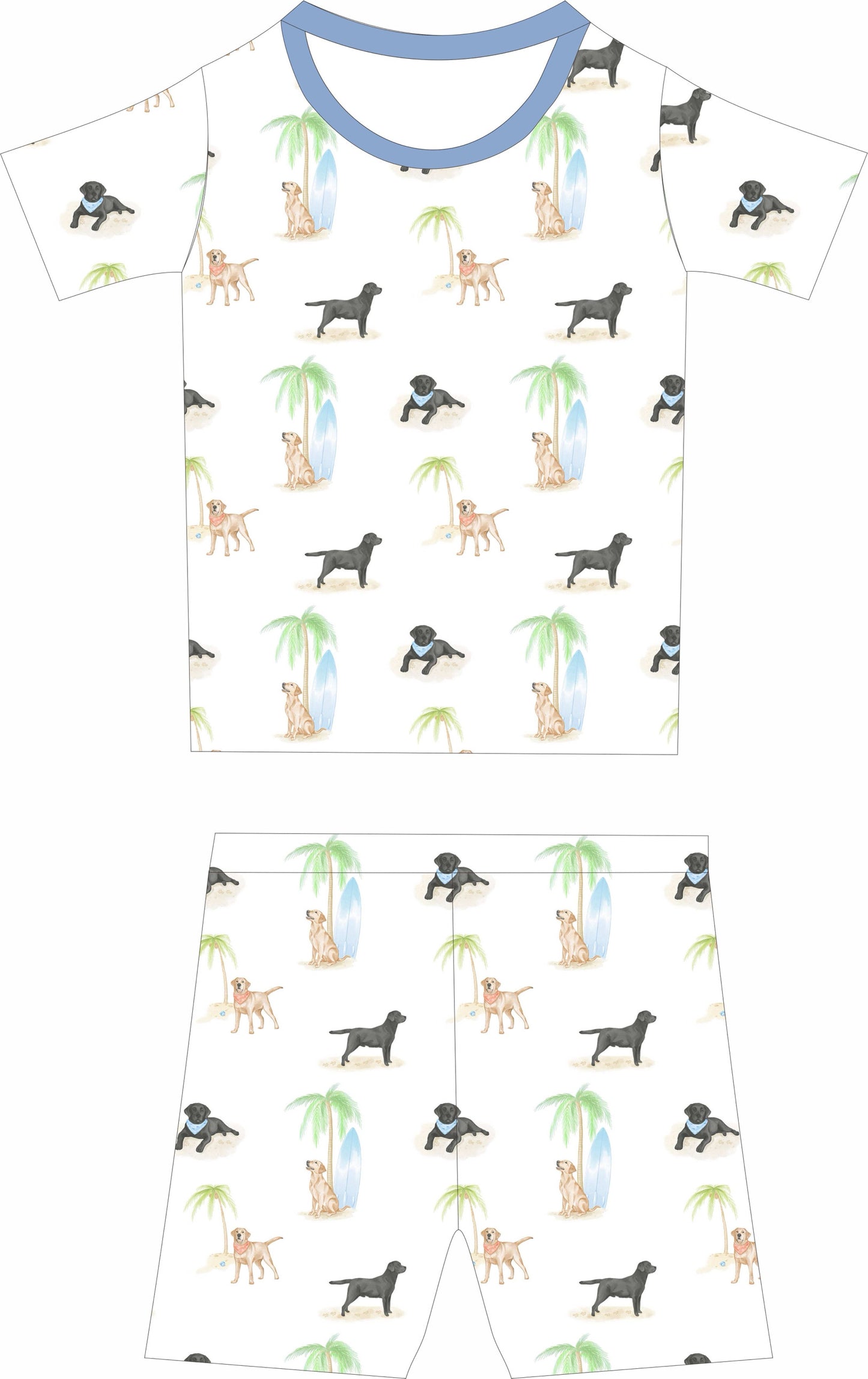 Seaside Labrador Blue Short Sleeve and Shorts