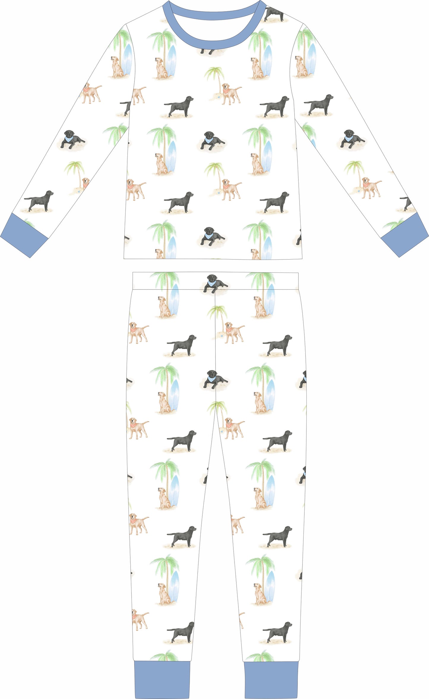 Seaside Labradors Blue Long sleeve and long pants