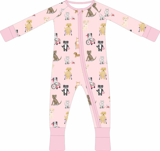 Pawsitive Together -Pink Zipper Jammie