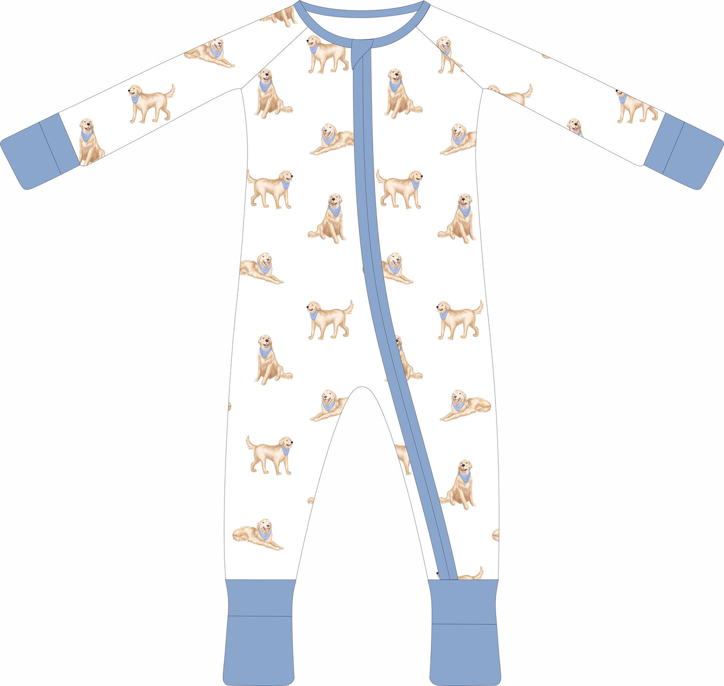 Golden Dreams Blue- Zip pajamas