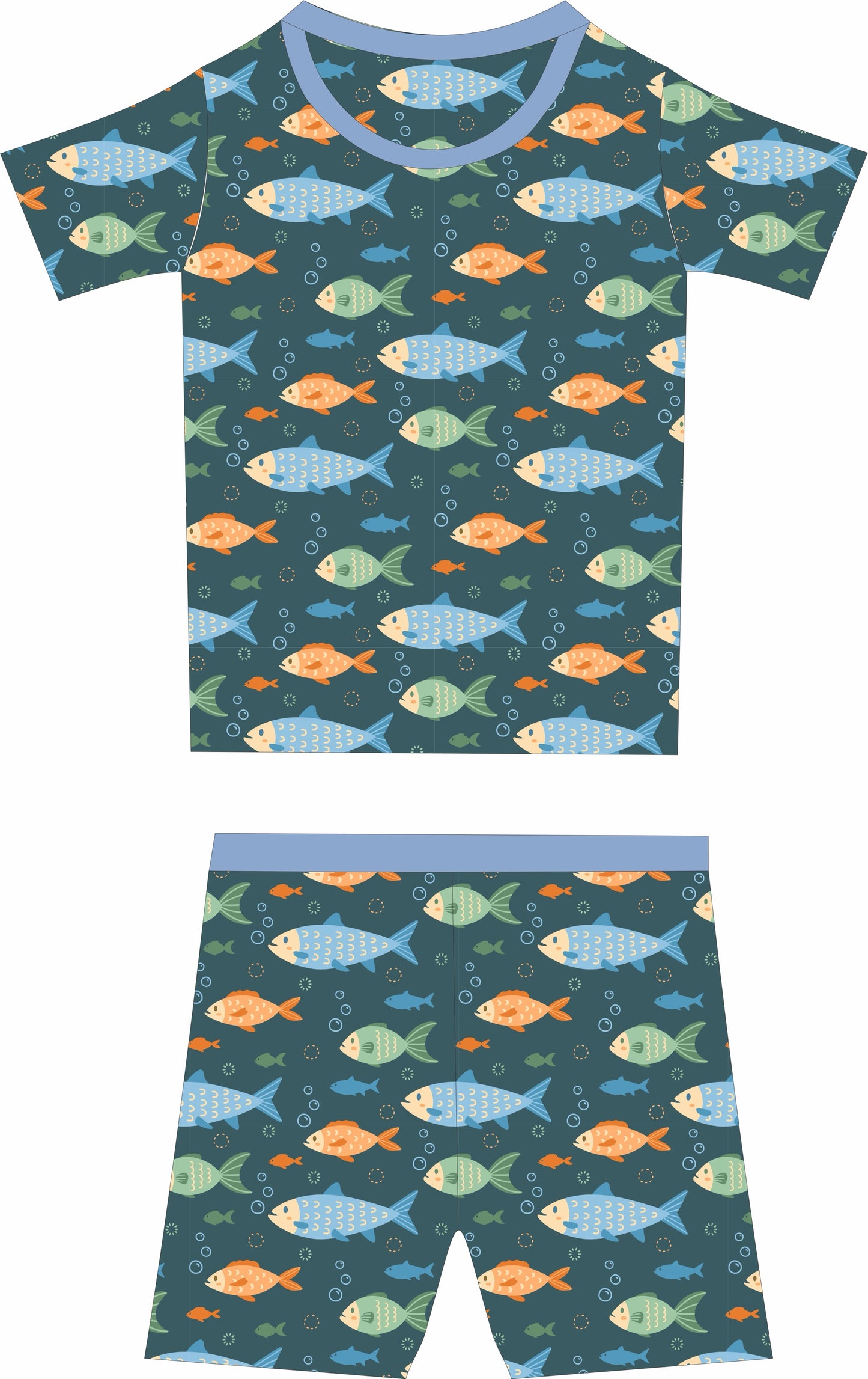 Blue Fish Short Sleeve and Short Set