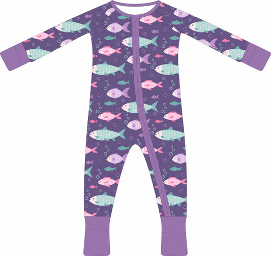 Purple Fish Zip pajamas