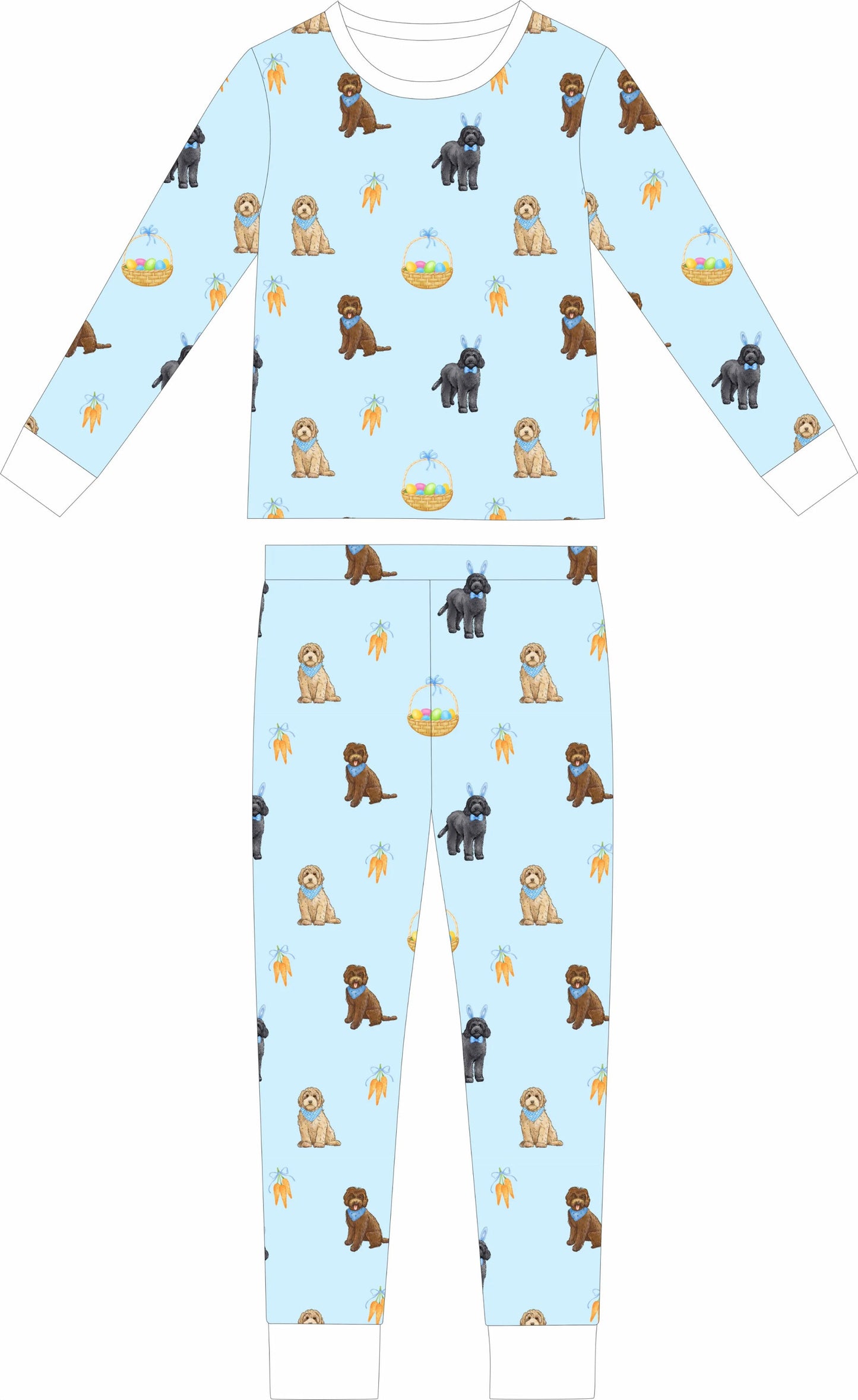 Doodle Bunnies Long sleeve and long pants (Blue)