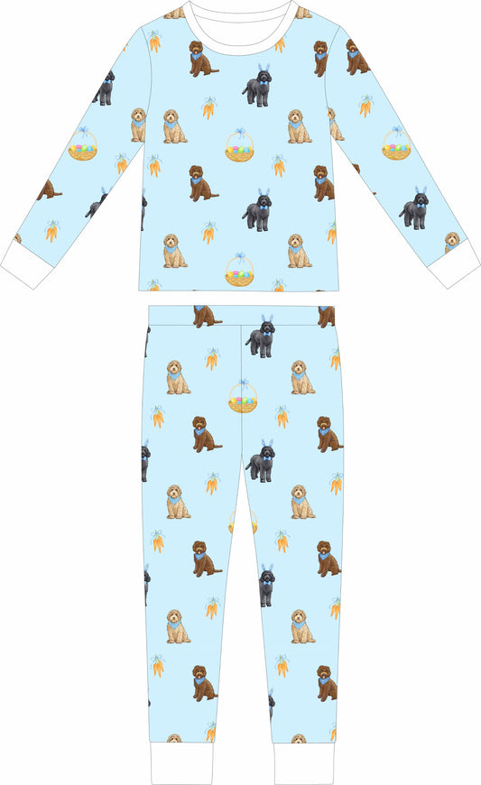 Doodle Bunnies Long sleeve and long pants (Blue)