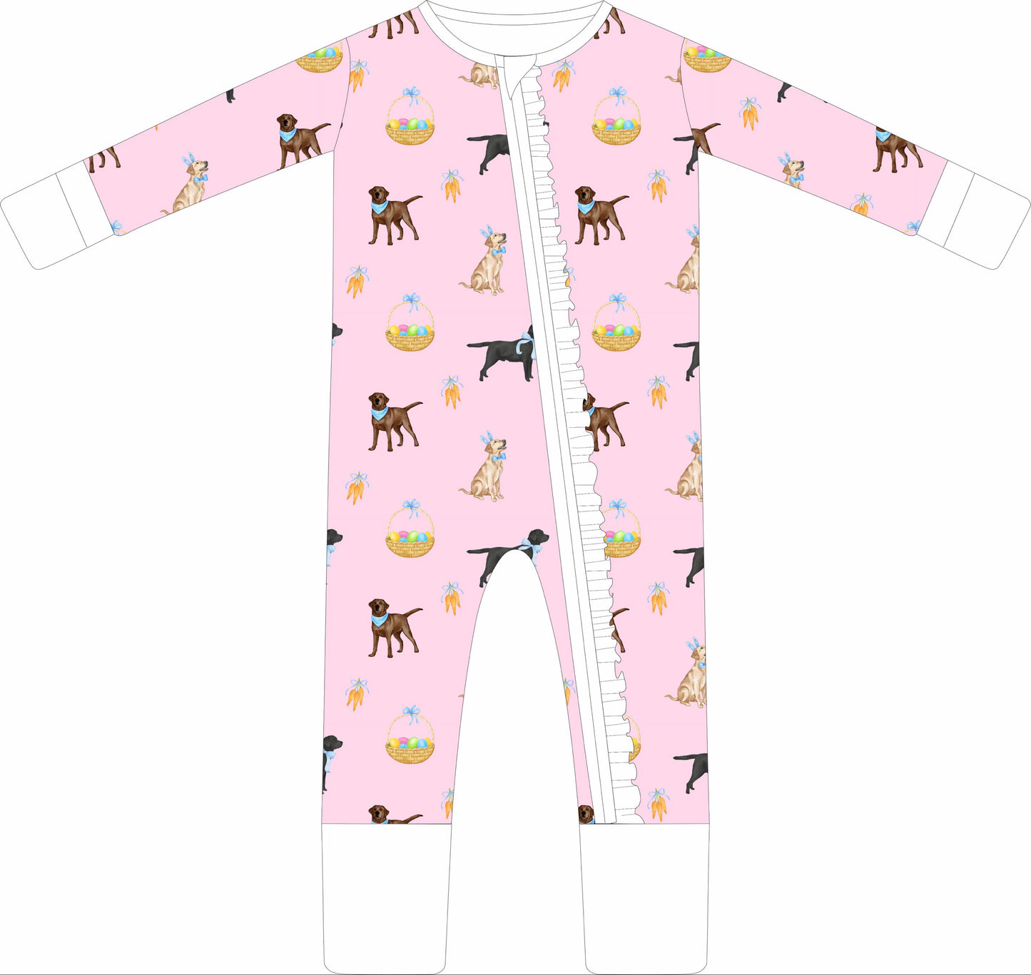 Easter Labs Ruffle Zip Pajama