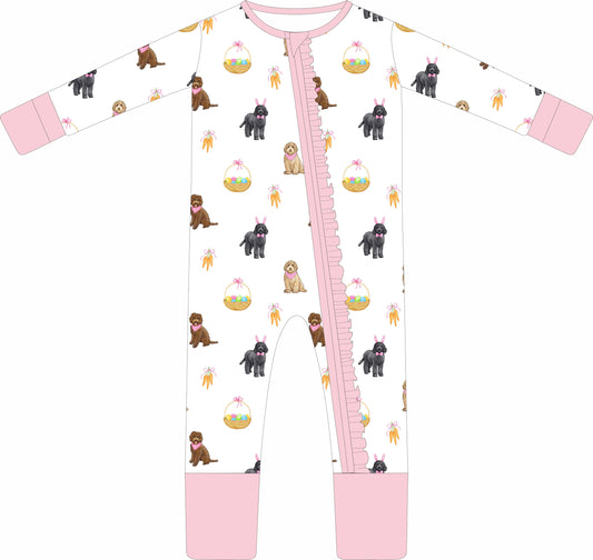 Doodle Bunnies Ruffle Zip Pajama