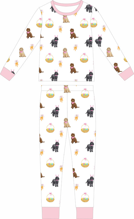 Doodle Bunnies Long sleeve and long pants(pink)