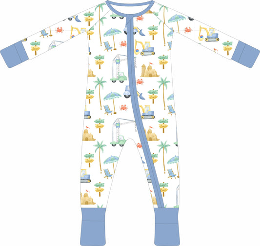 Beach Builders Zip Pajama