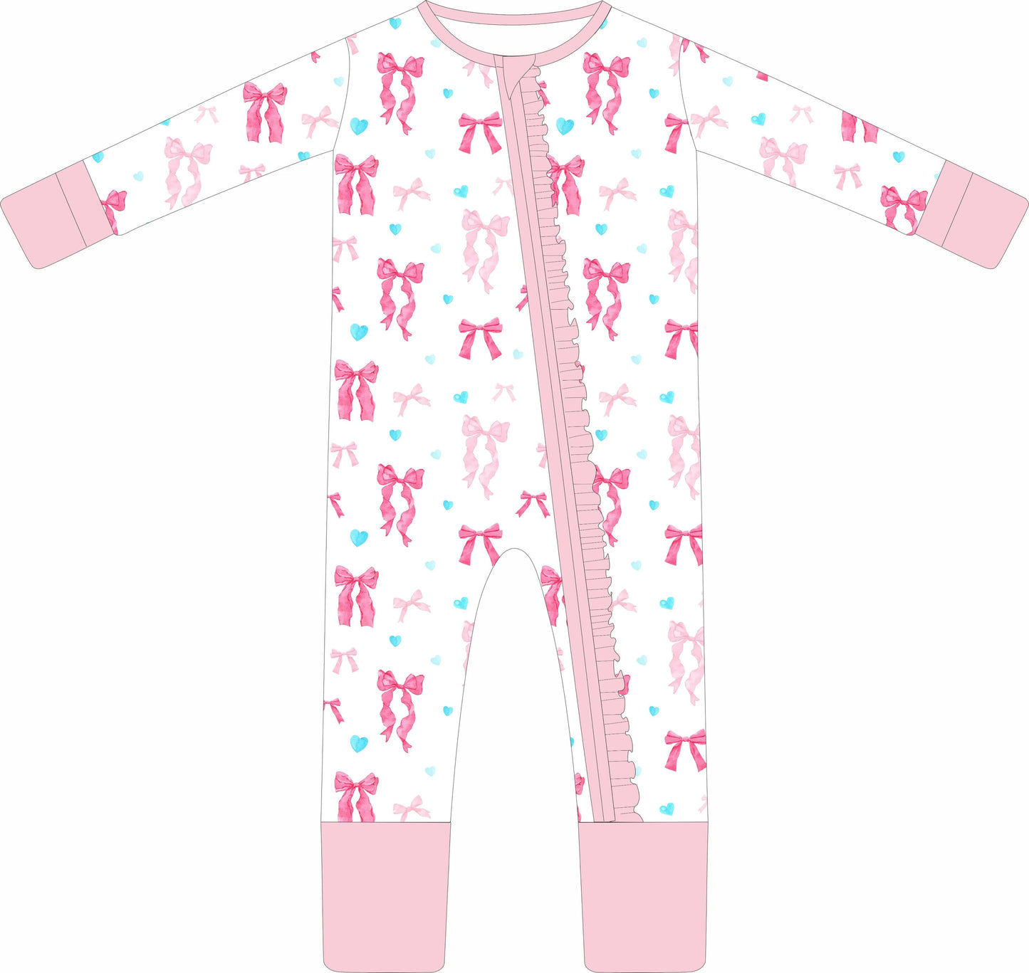 Adored in Bows Ruffle Zip Pajama