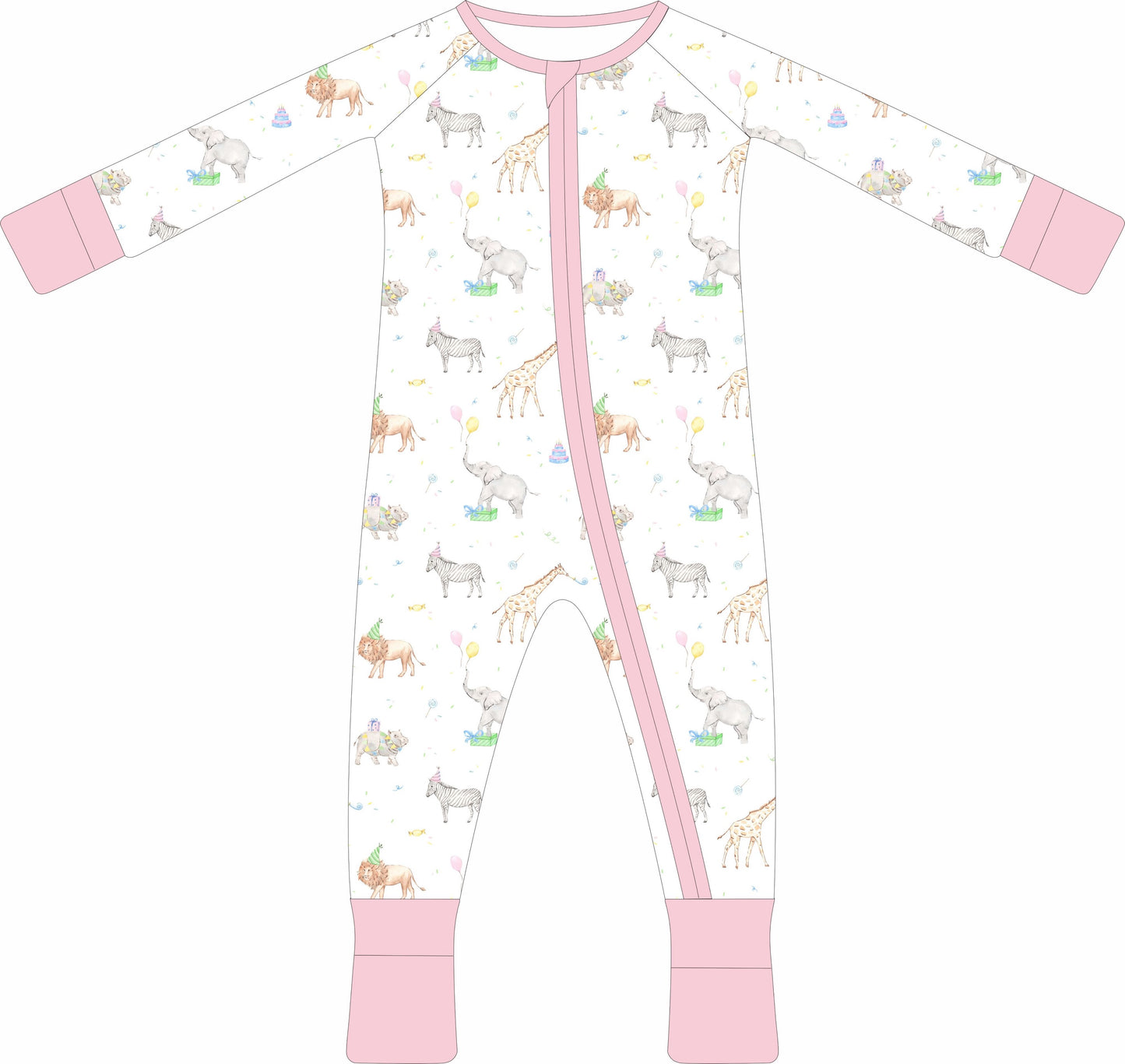 Party Animals (Pink) Zip Pajama