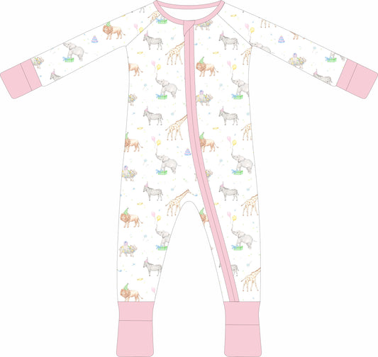 Party Animals (Pink) Zip Pajama