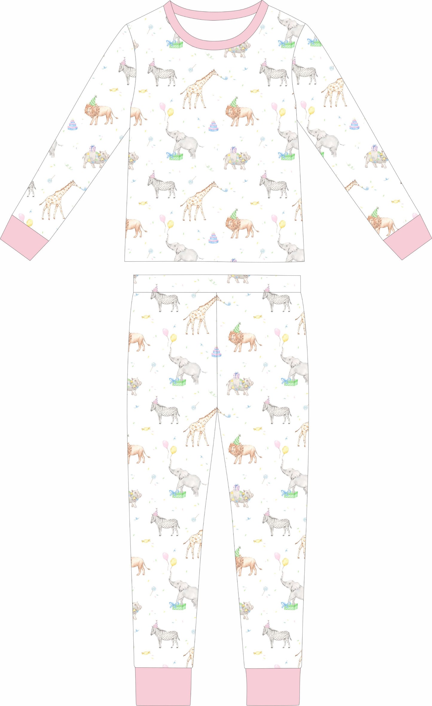 Party Animals ( Pink) Long sleeve and long pants