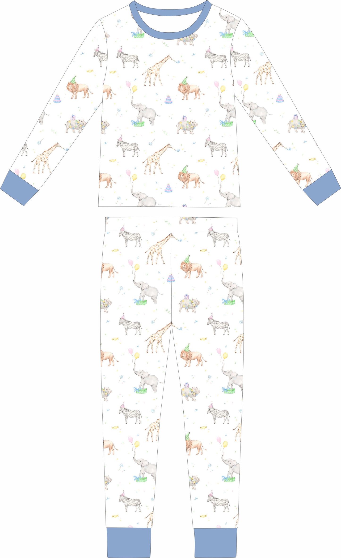 Party Animals (Blue) Long sleeve and long pants