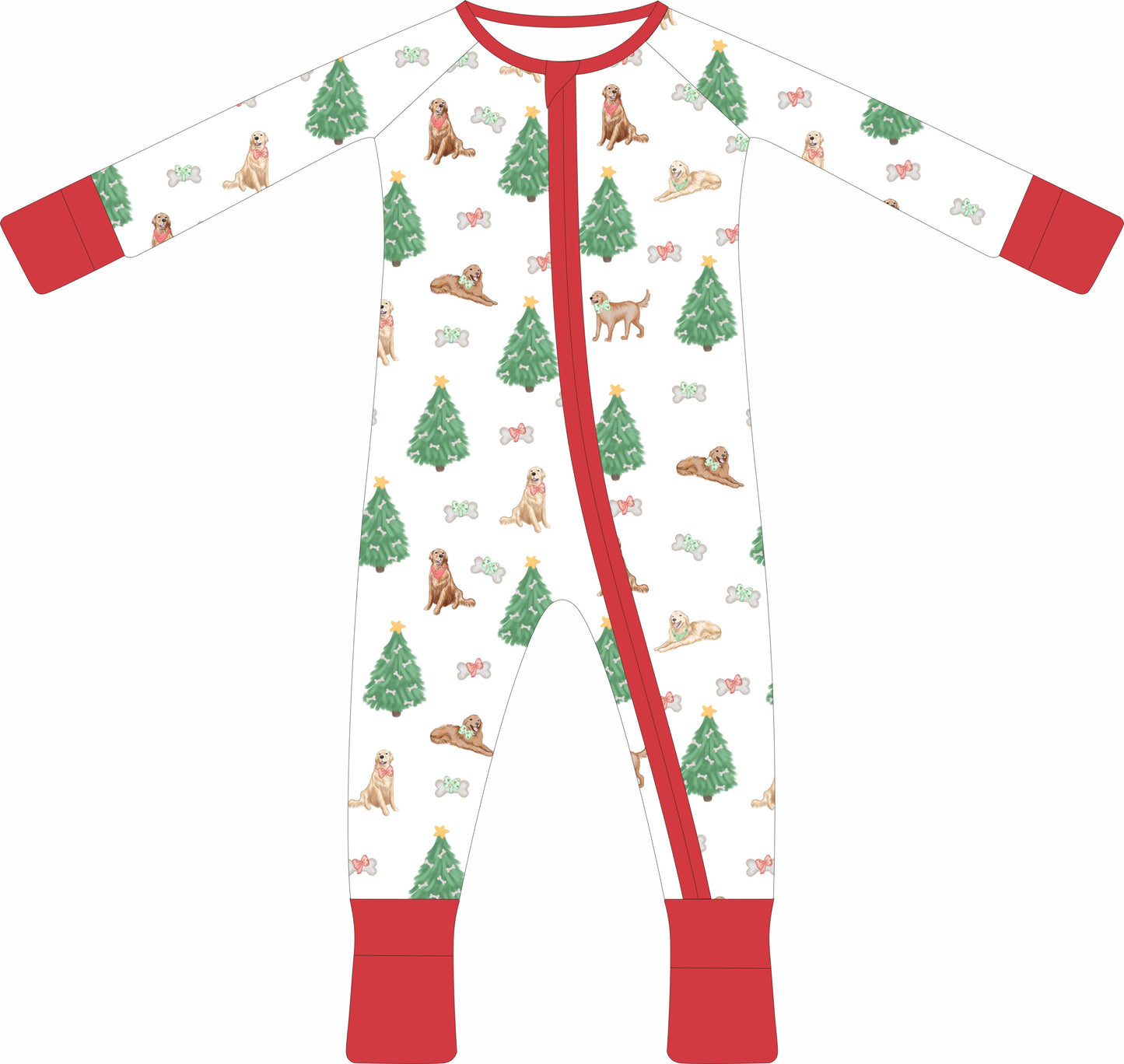 Christmas Golden Retriever Zip Pajama