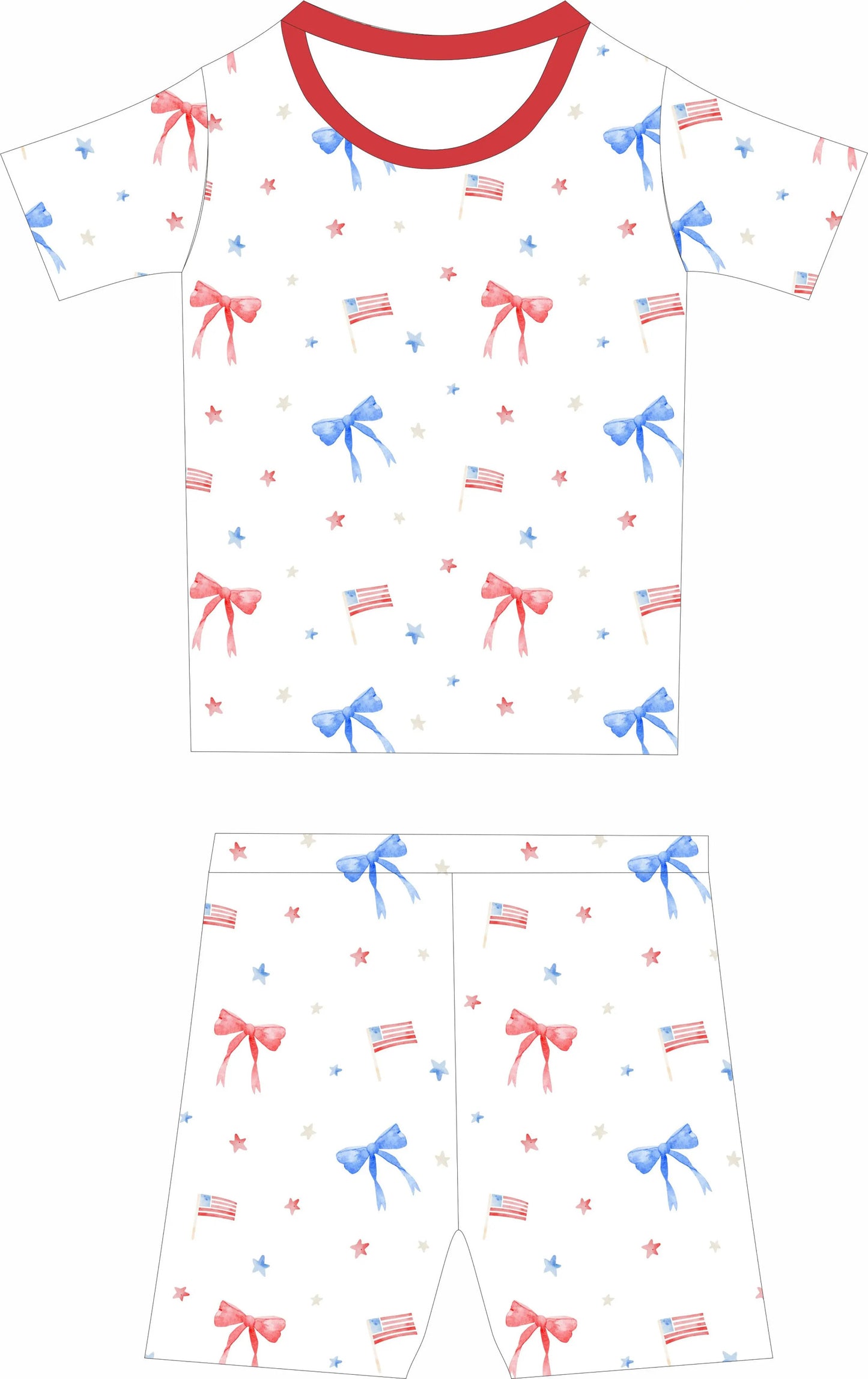 Patriotic Bows Short Sleeve and Short Pajamas