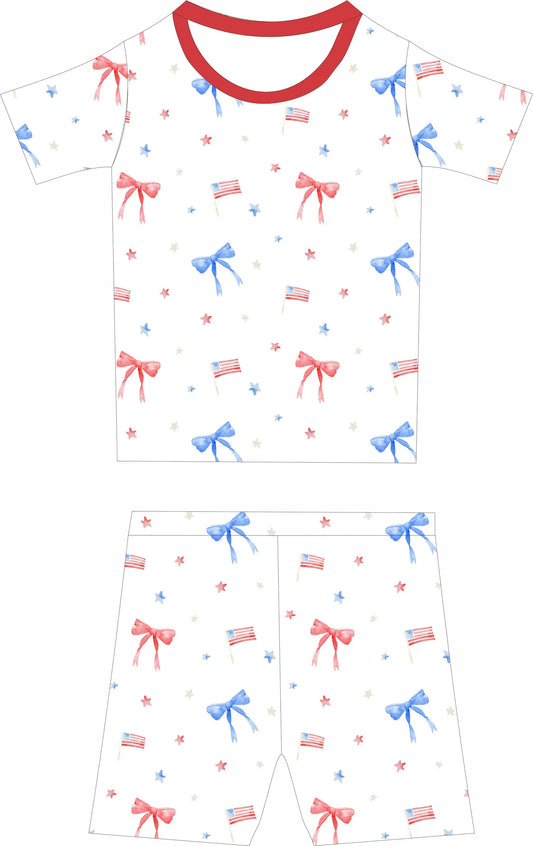 Patriotic Bows Short Sleeve and Short Pajamas