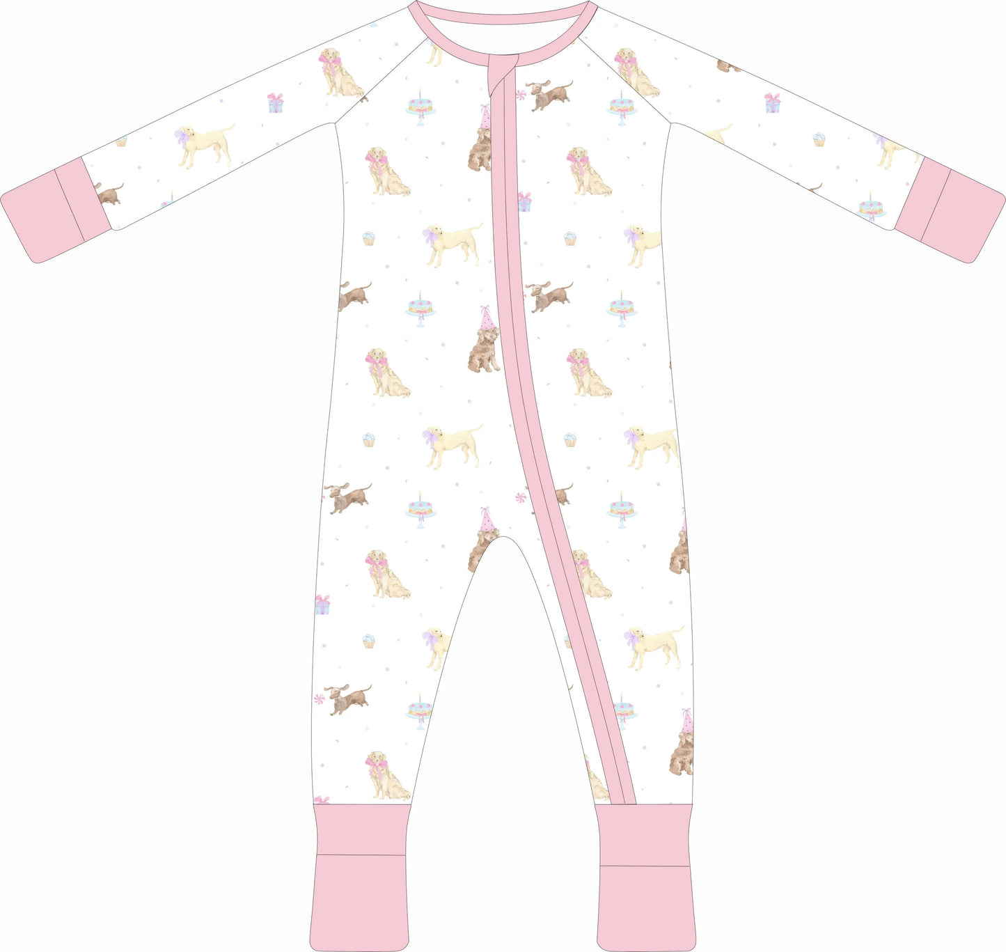 Pawty Pups in Pink Zip Pajama