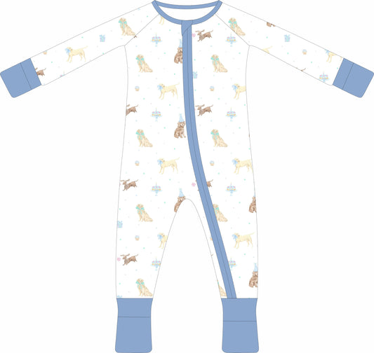 Pawty Pups in Blue Zip Pajama