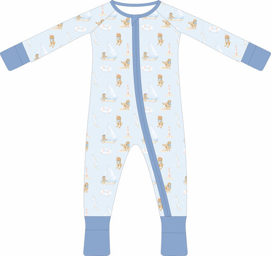 Coastal Doodles Zip pajamas