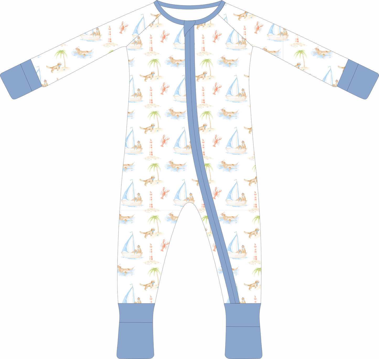 Goldens Go Coastal Zip Pajama